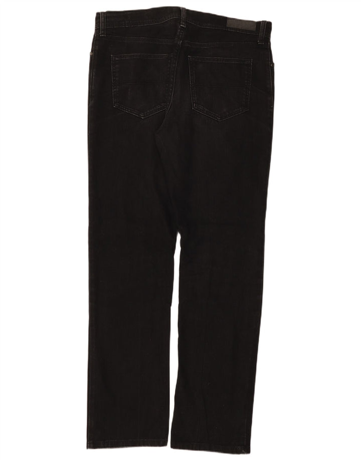 Marks & Spencer Herren Regular Straight Jeans W34 L33 Schwarze Baumwolle