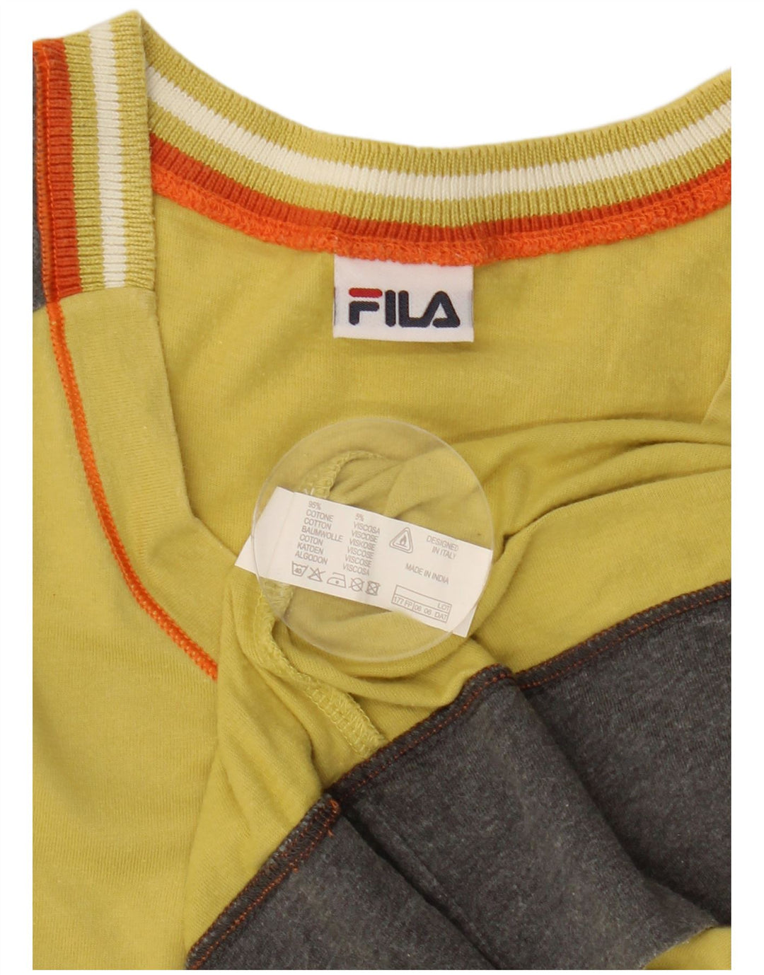 Fila Herren Grafik-T-Shirt-Oberteil aus mittelgelber Colourblock-Baumwolle