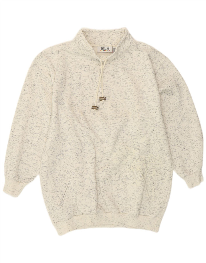 HELLINE Damen-Sweatshirt-Pullover UK 16/18 XL weiß gesprenkelte Baumwolle
