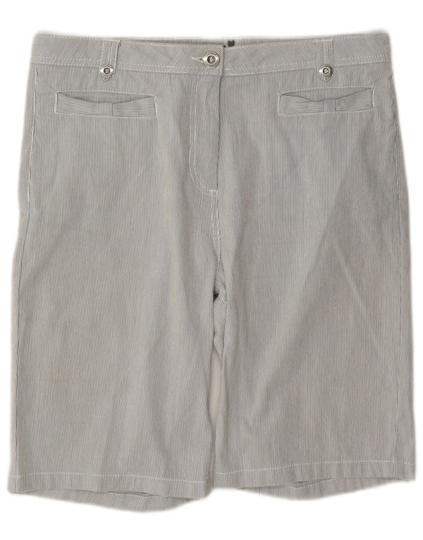 Marks & Spencer Damen Bermudashorts UK 14 Large W34 Grau gestreifte Baumwolle