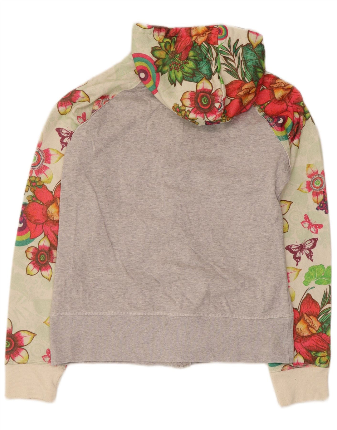 Desigual Damen Zip Hoodie Pullover UK 12 Medium Mehrfarbig Blumen