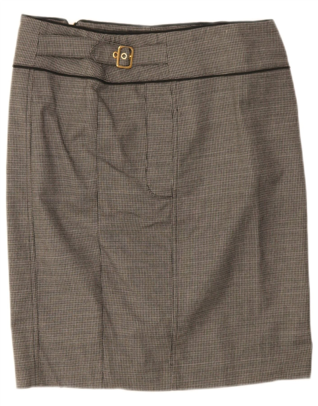Max & Co. Gerader Damenrock UK 12 Medium W32 Graue Hahnentritt-Baumwolle