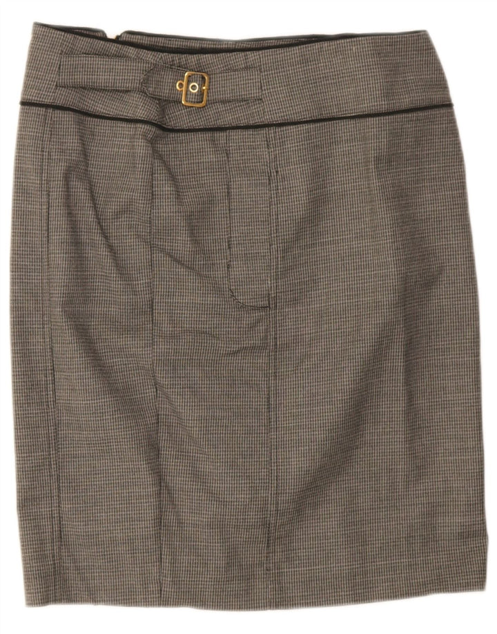 Max & Co. Gerader Damenrock UK 12 Medium W32 Graue Hahnentritt-Baumwolle