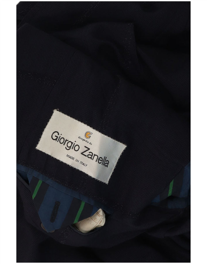 Giorgio Zanella Herren 1-Knopf-Blazerjacke IT 46 Small Navy Blue Check