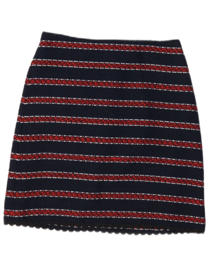 WAREHOUSE Damen Minirock UK 8 Small W26 Marineblau gestreift Polyester