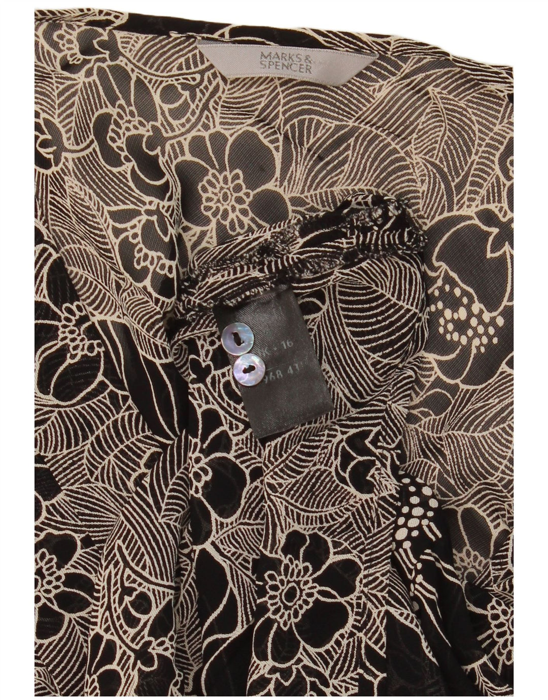 Marks & Spencer Damen-Blusenoberteil, UK-Größe 46, Größe L, Schwarz, Blumenmuster