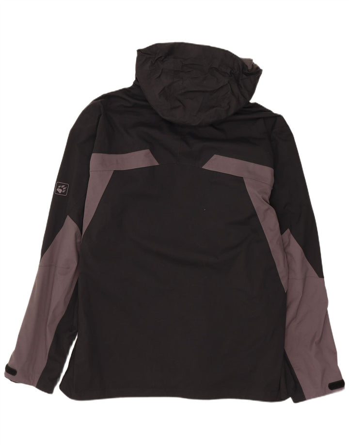 JACK WOLFSKIN Herren-Regenjacke mit Kapuze, UK 36/38, Mittelschwarz, Farbblock