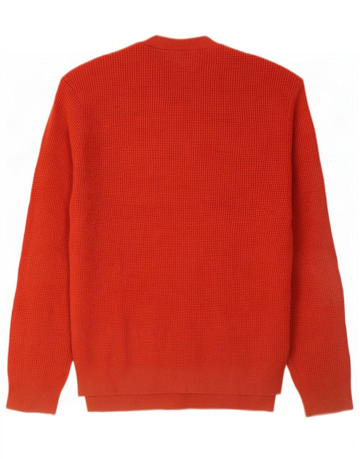 Marks & Spencer Herren-Pullover mit Rundhalsausschnitt, groß, orangefarbenes Polyester