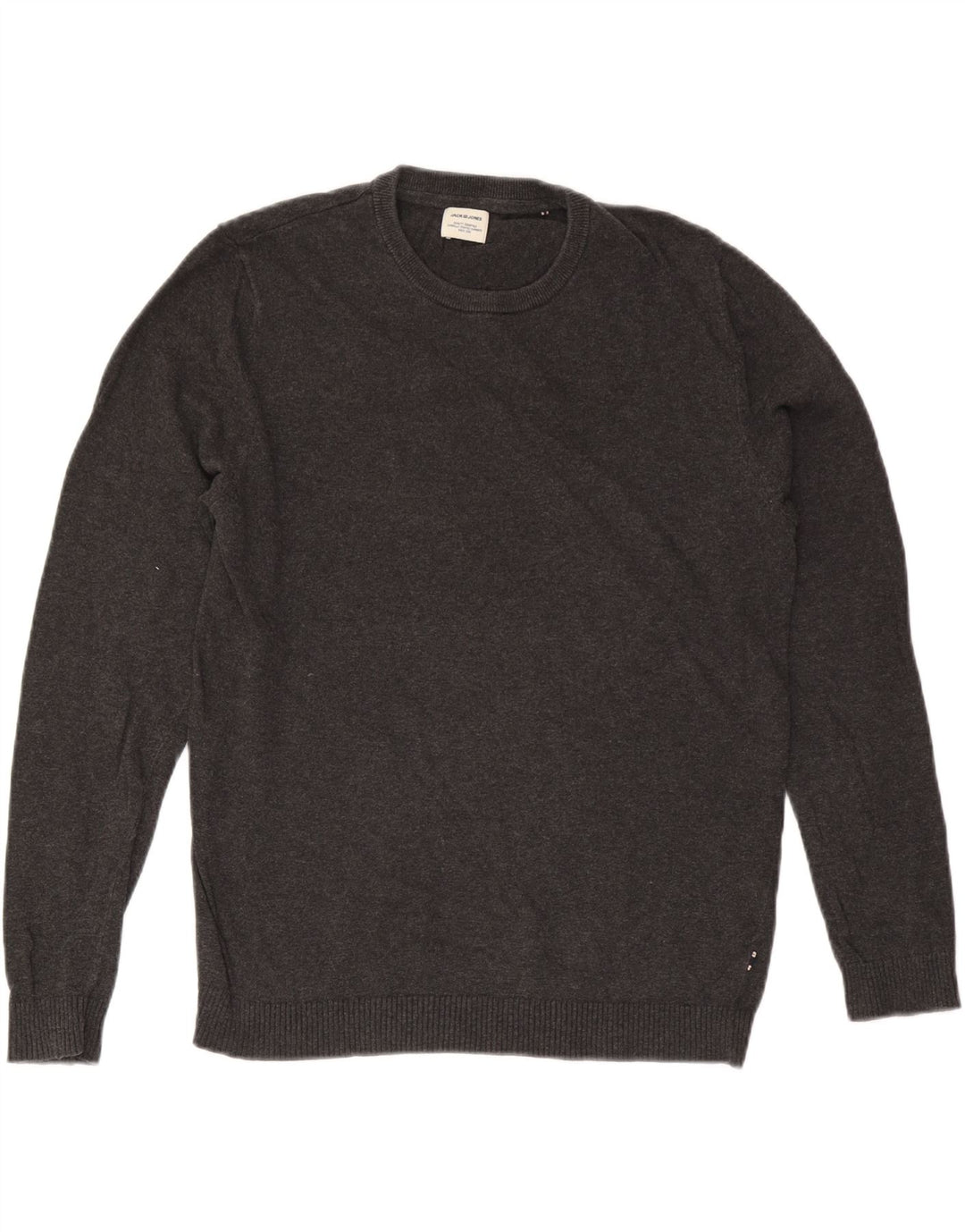 Jack & Jones Herren-Pullover mit Rundhalsausschnitt, mittelgraue Baumwolle