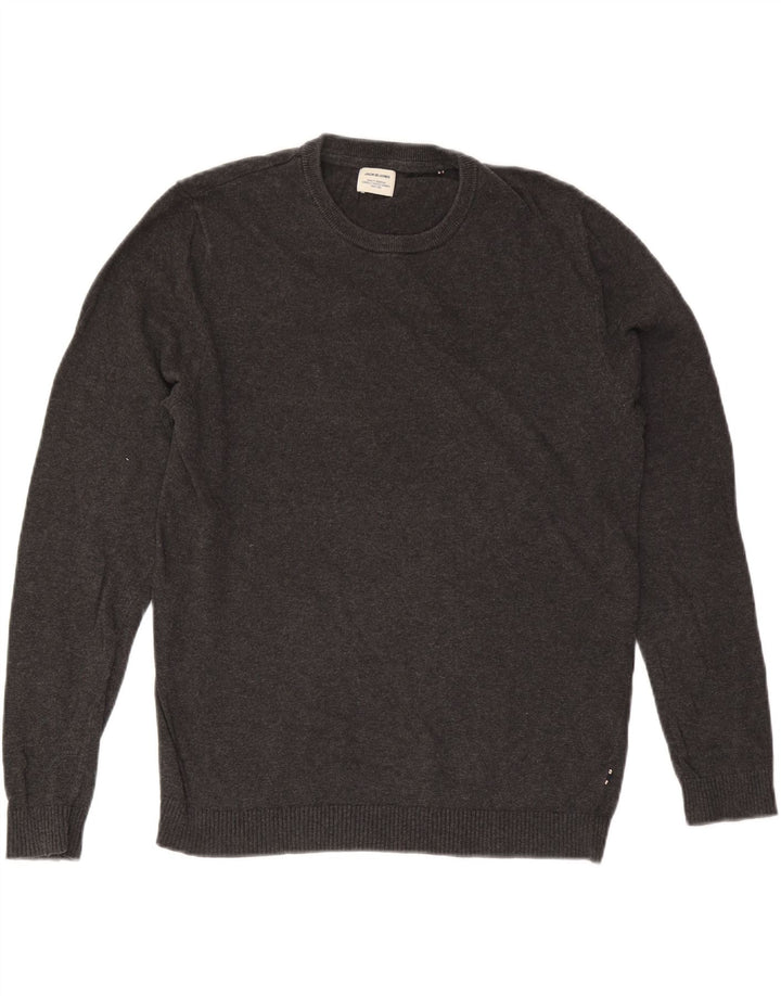Jack & Jones Herren-Pullover mit Rundhalsausschnitt, mittelgraue Baumwolle
