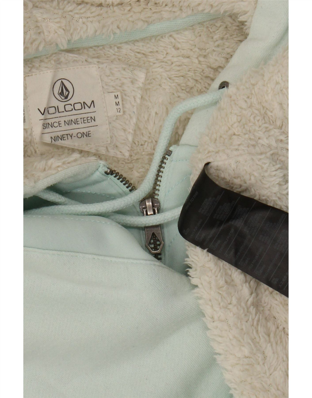 VOLCOM Damen-Kapuzenpullover mit Reißverschluss, UK 12, mittelgrüne Baumwolle