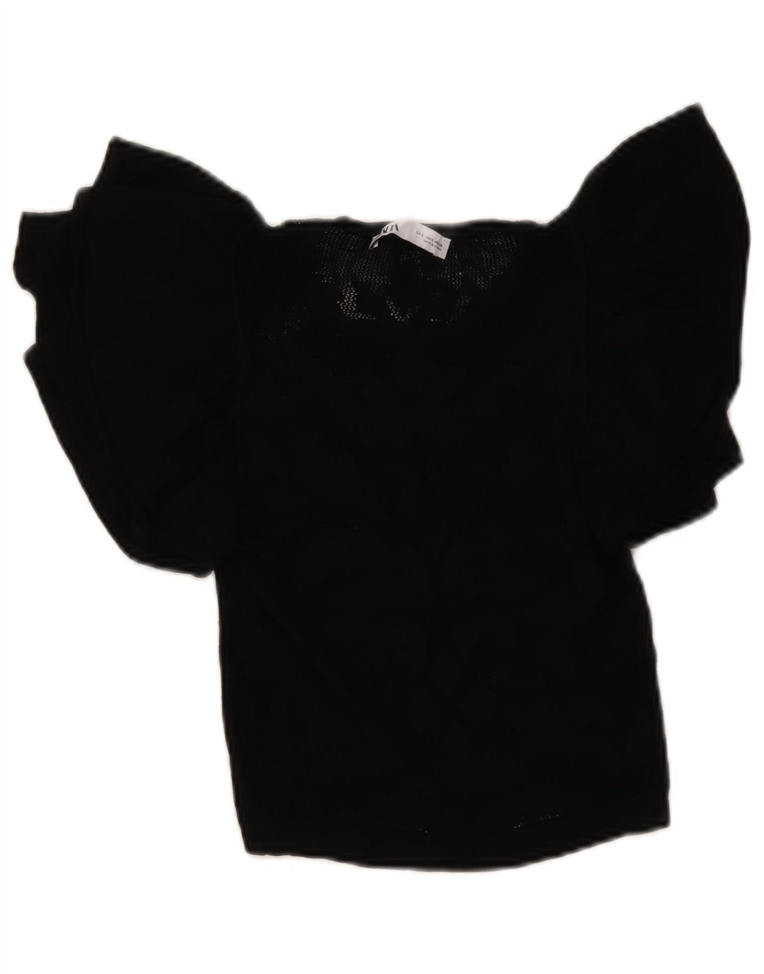 Zara Damen Crop Knit Bluse Top UK 8 Small Schwarz