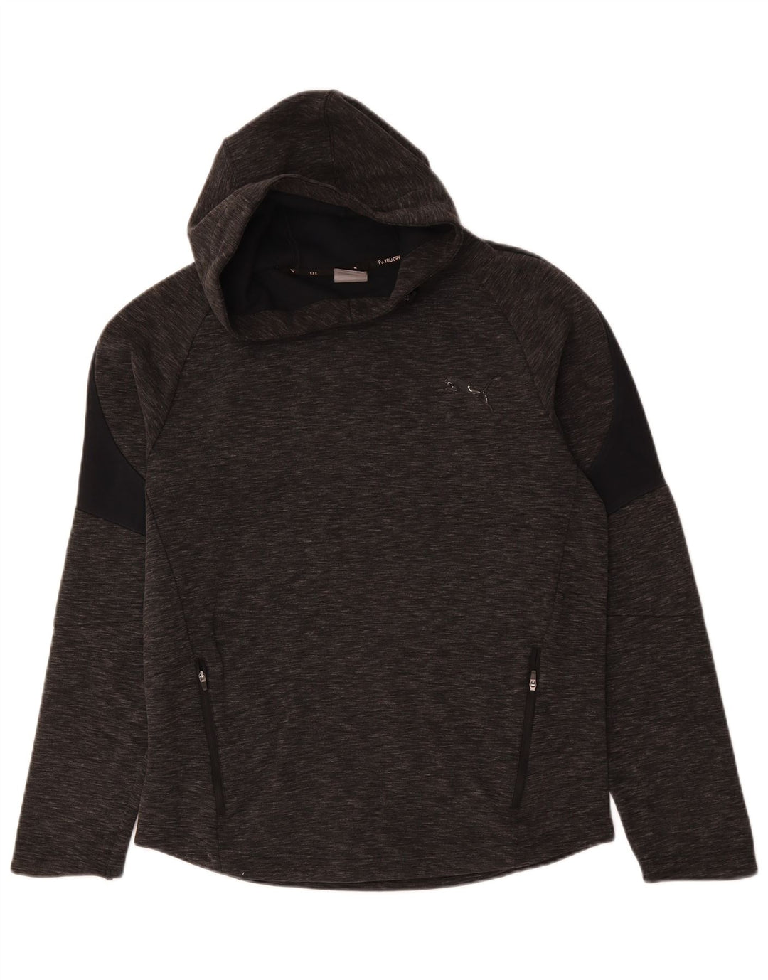 Puma Herren Kapuzenpullover aus mittelgrau gefleckter Baumwolle
