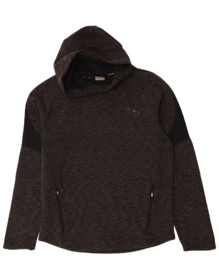 Puma Herren Kapuzenpullover aus mittelgrau gefleckter Baumwolle