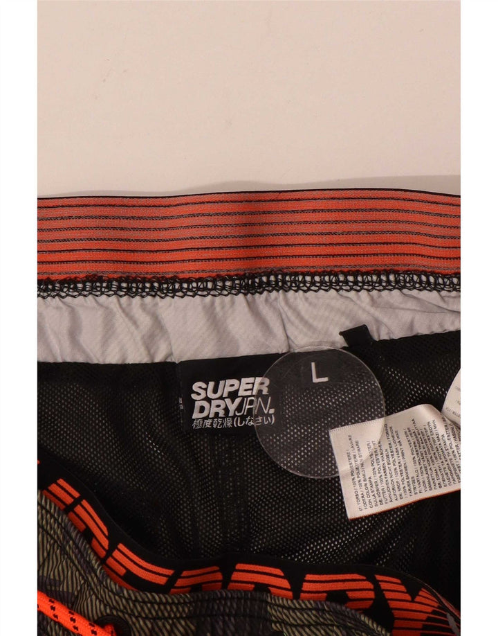 Superdry Herren-Badeshorts mit Grafik, groß, Khaki, Camouflage, Polyester
