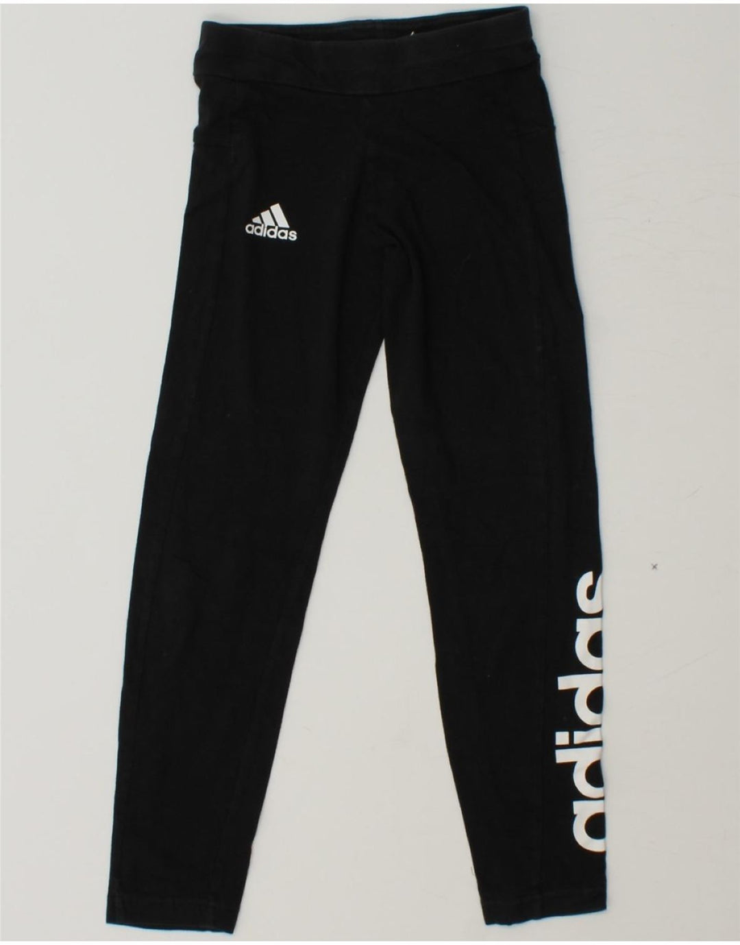 ADIDAS Girls Graphic Leggings 9-10 Years  Black Vintage Adidas and Second-Hand Adidas from Messina Hembry 