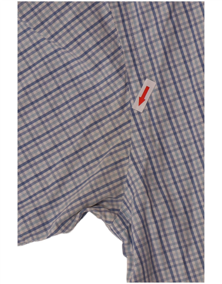 Izod Herren-Kurzarmhemd XL, blau kariert, Baumwolle