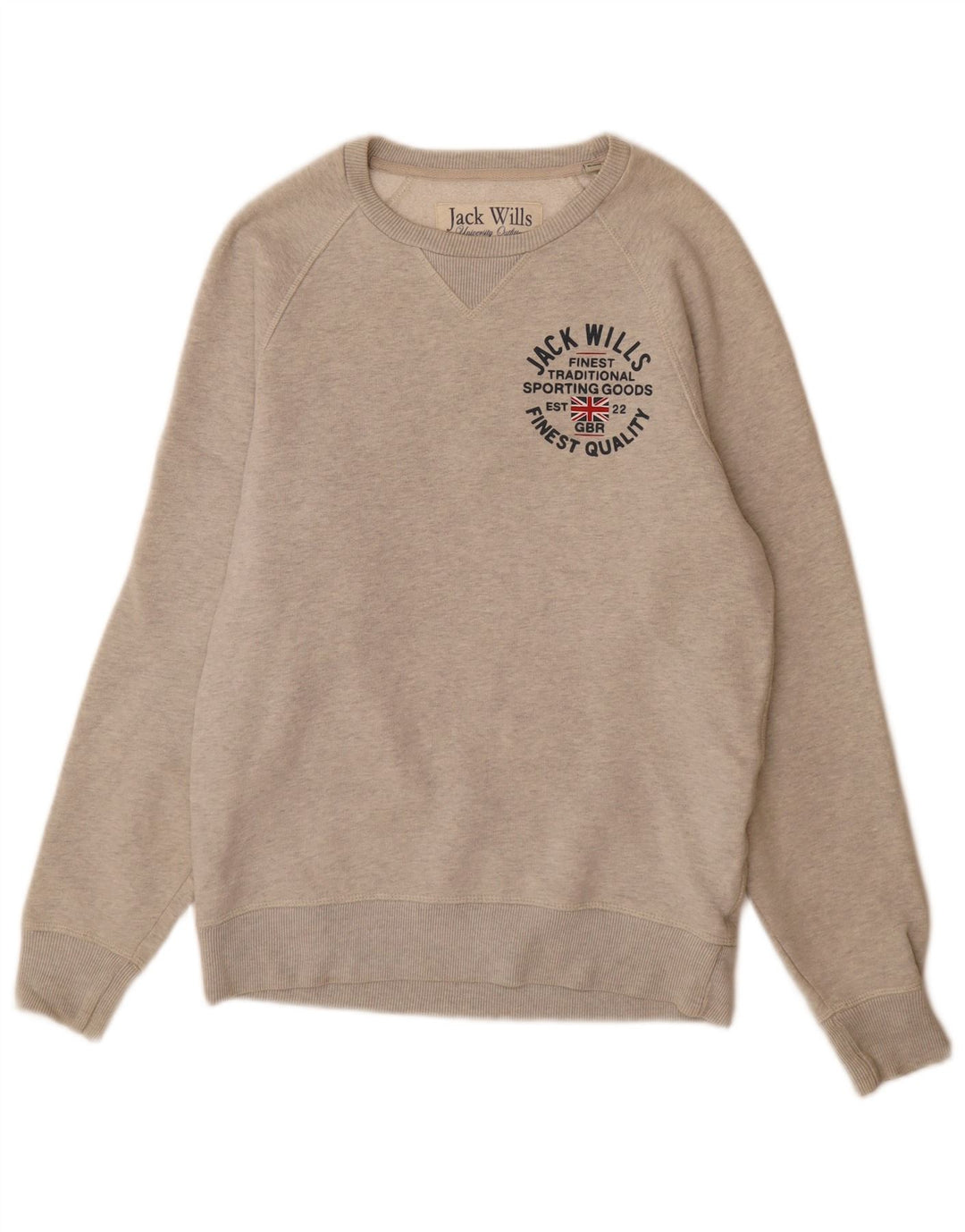 Jack Wills Herren-Sweatshirt mit Grafik, Größe S, grau meliert, Baumwolle