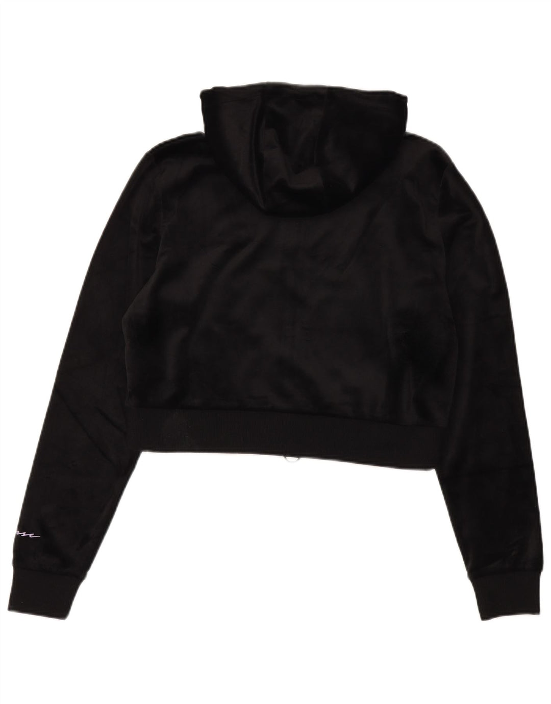 Ellesse Womens Crop Velour Zip Hoodie Pullover UK 12 Medium Schwarz Polyester