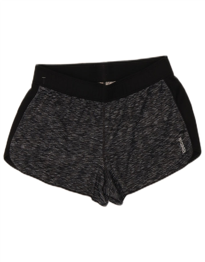 REEBOK Damen Sportshorts UK 10 Small Grau meliertes Polyester