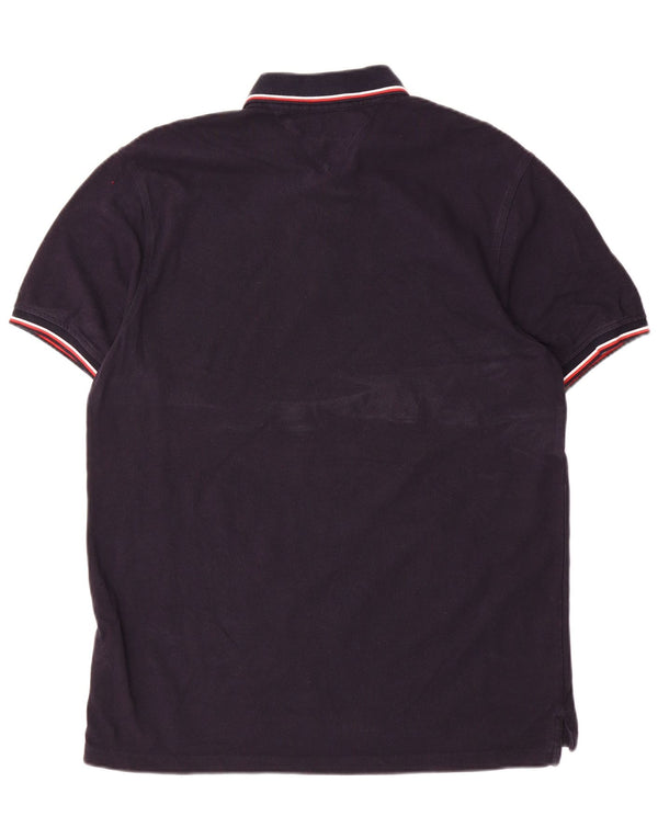 Tommy Hilfiger Herren Slim Fit Poloshirt 2XL Marineblau gestreift aus Baumwolle