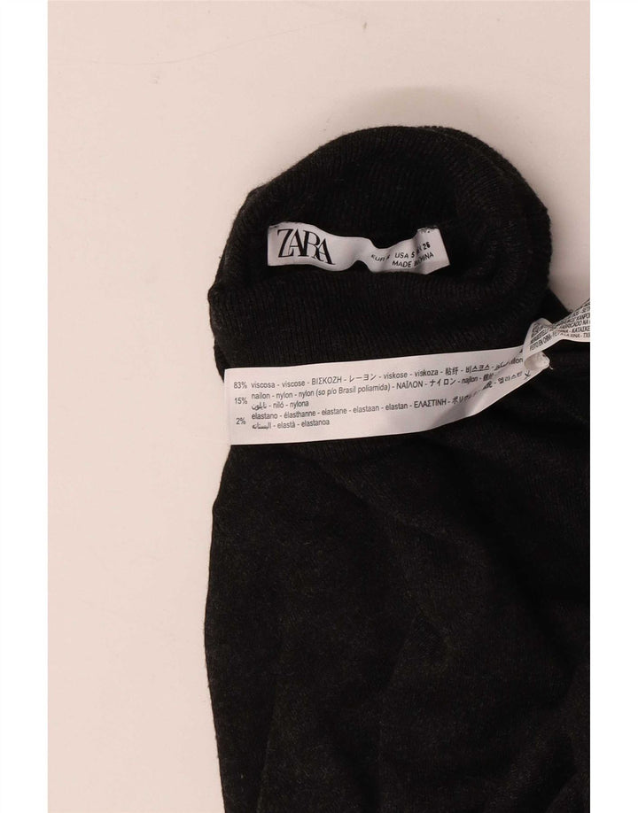 Zara Damen-Pullover mit Rollkragen, Gr. 8, Größe S, graue Viskose