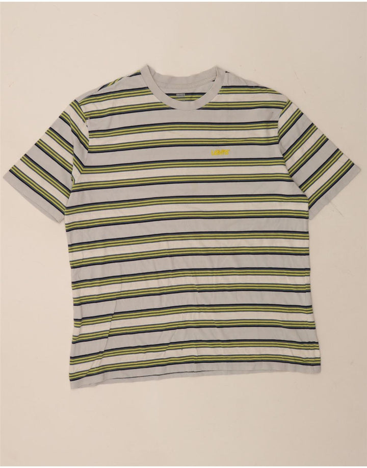 Levi's Herren-T-Shirt in Übergröße aus mittelgrauer, gestreifter Baumwolle