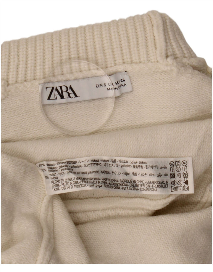 Zara Damen Crop Oversized Rollkragenpullover Pullover UK 10 Small Weiß