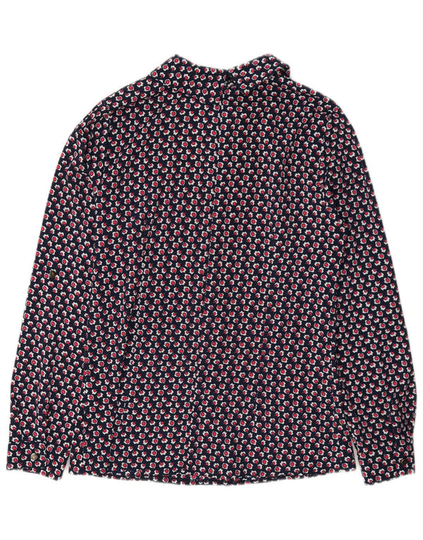 Vintage Damen Bluse mit abstraktem Muster IT 40 Small Navy Blue