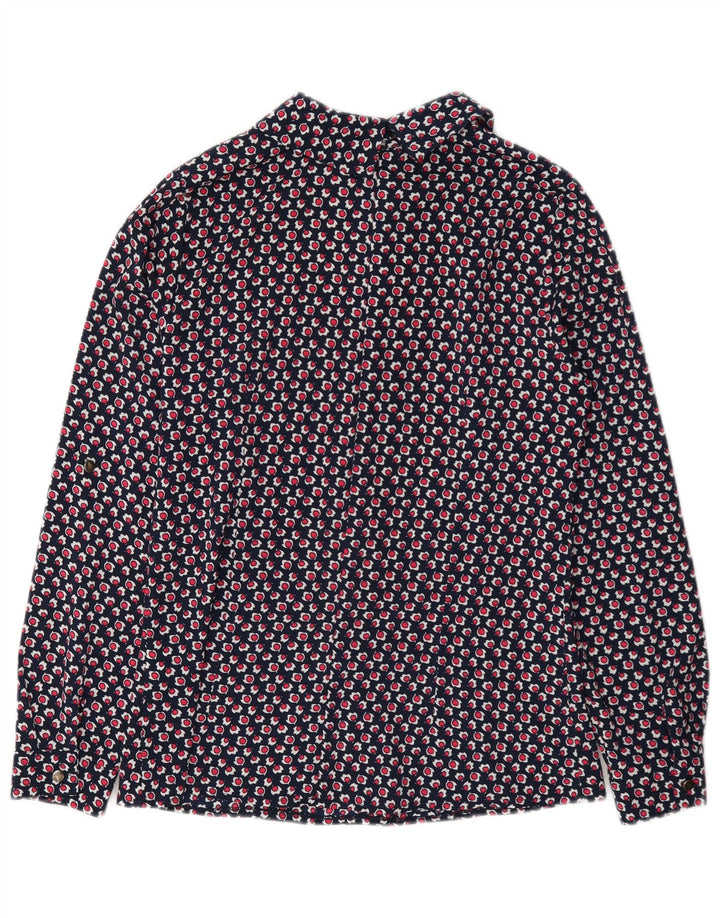 Vintage Damen Bluse mit abstraktem Muster IT 40 Small Navy Blue
