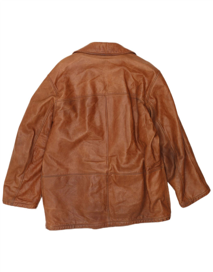 La Matta Herren Zweireihige Lederjacke IT 52 XL Braun