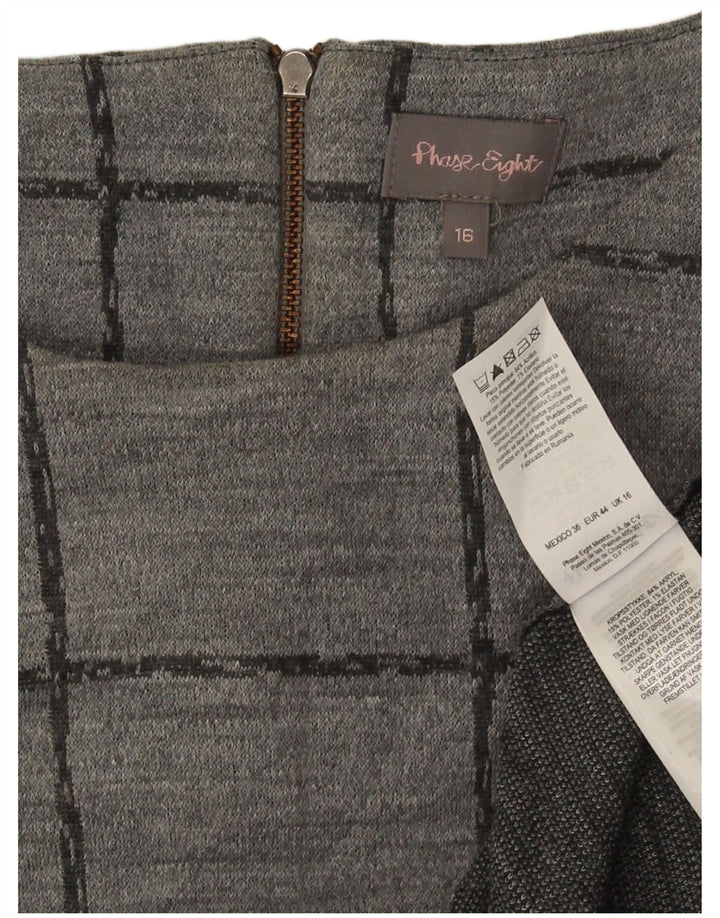 Phase Eight Damen-Etuikleid mit 3/4-Ärmeln, Gr. 46, großes grau kariertes Acryl