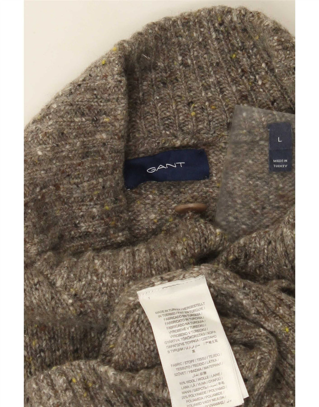 Gant Herren-Strickjacke, groß, grün gefleckte Wolle