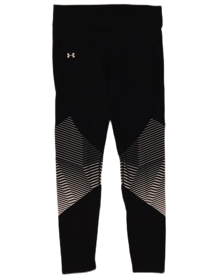 Under Armour Damen Leggings UK 12 Medium Schwarz Geometrisch