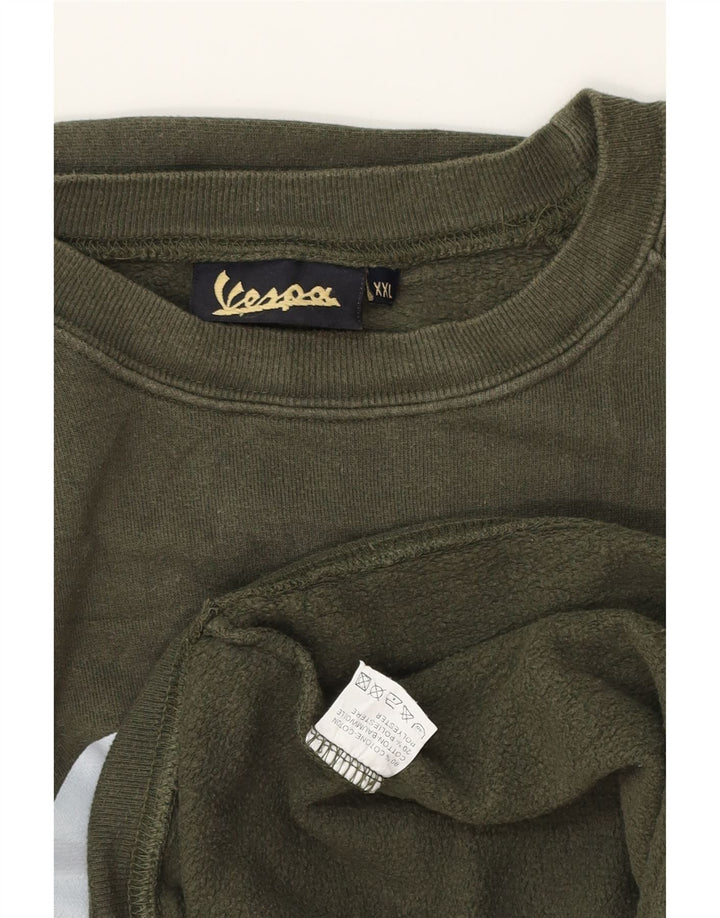 Vespa Herren-Sweatshirt mit Grafik, 2XL, grüne Baumwolle
