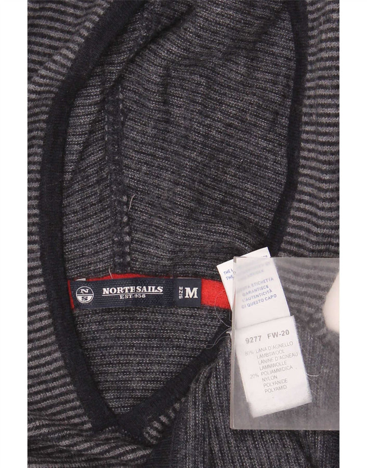 North Sails Damen Kapuzenpullover UK 12 Mittelgrau gestreifte Wolle