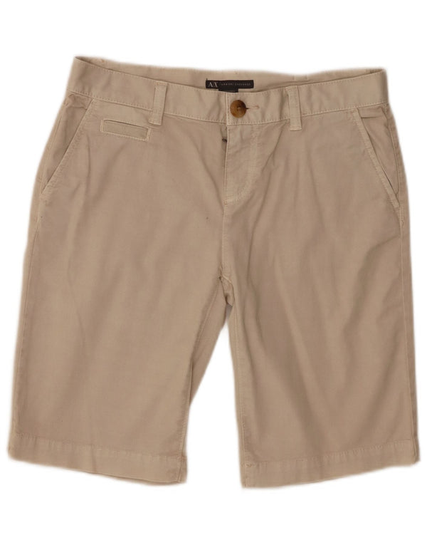 Armani Exchange Damen Chinoshorts mit niedriger Taille US 0 XS W30 Beige Baumwolle