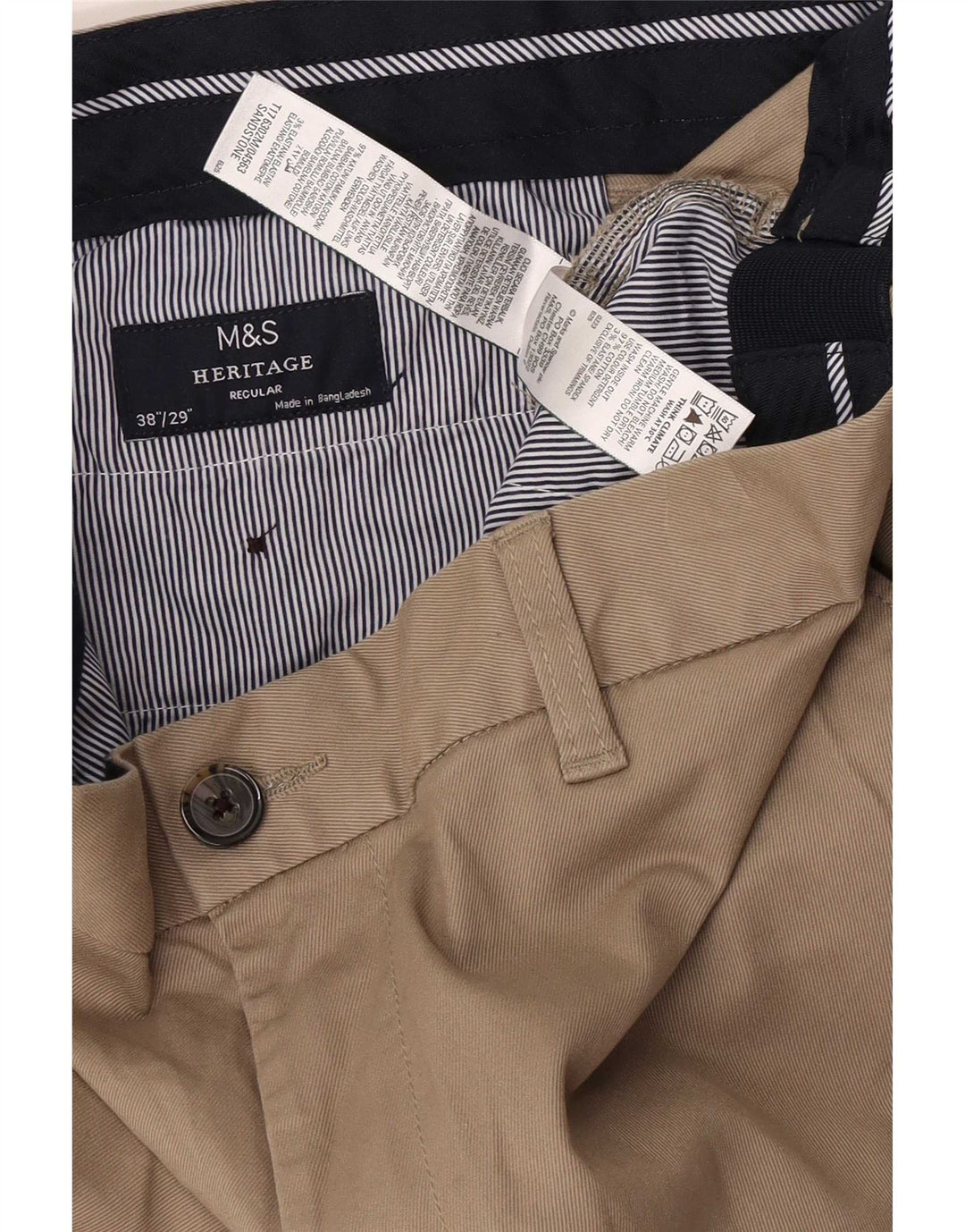 Marks & Spencer Herren Heritage Regular Fit Chinohose W38 L29 Beige