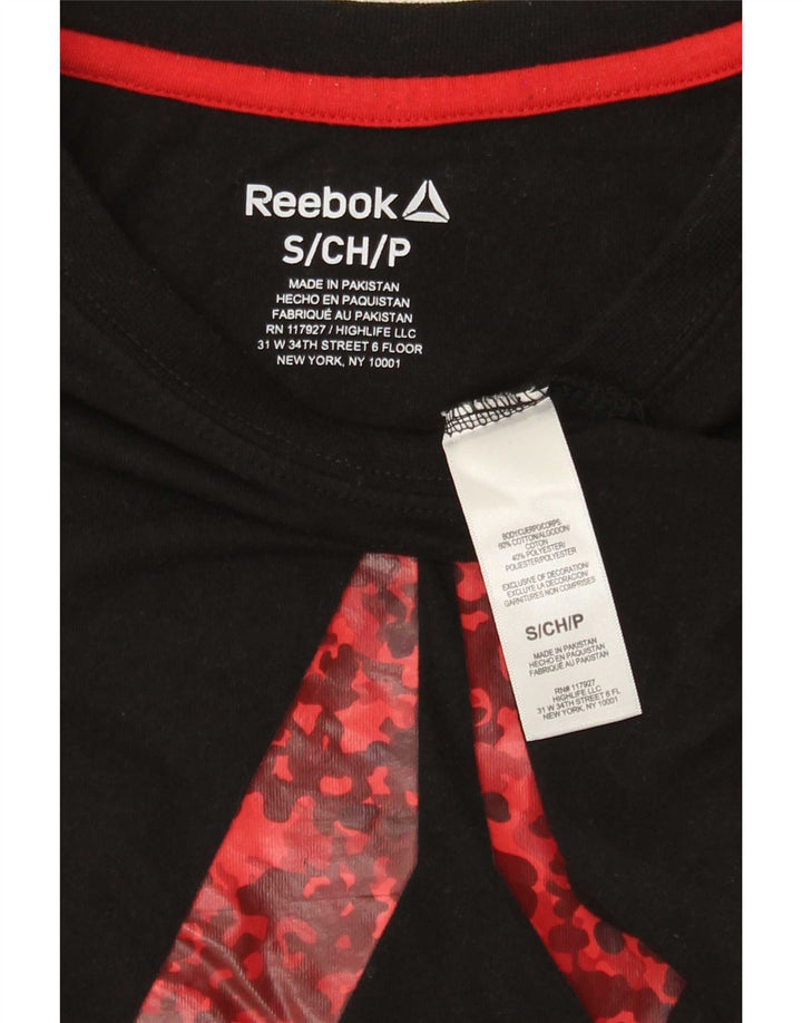 Reebok Herren Grafik T-Shirt Top Small Schwarz Baumwolle