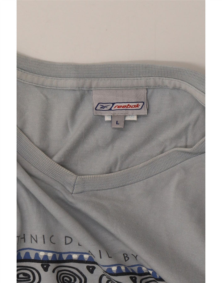 REEBOK Herren Grafik-T-Shirt-Oberteil, groß, aus blauer Baumwolle