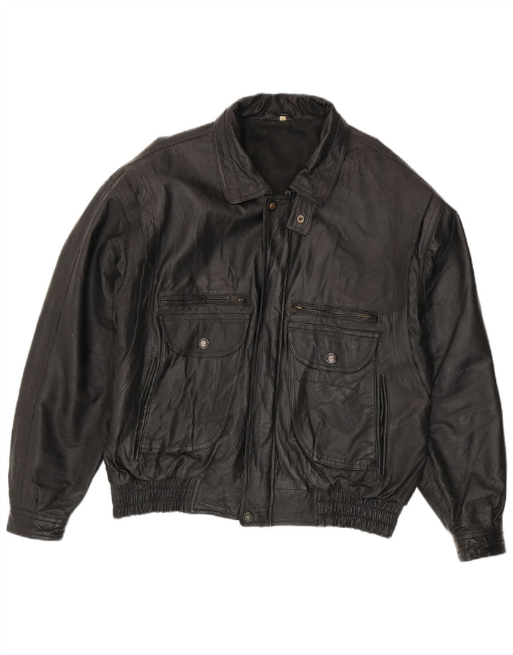 Vintage Herren Lederjacke UK 44 2XL Schwarzes Leder