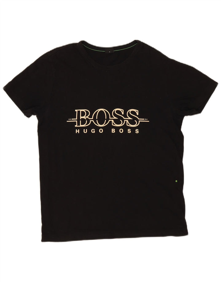 Hugo Boss Herren-T-Shirt mit Grafik, mittelschwarze Baumwolle
