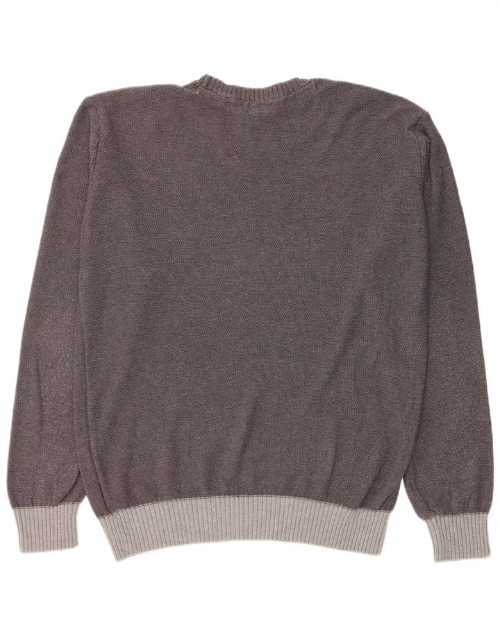 CHIEMSEE Herren-Pullover mit Rundhalsausschnitt, mittelgraue Colourblock-Baumwolle