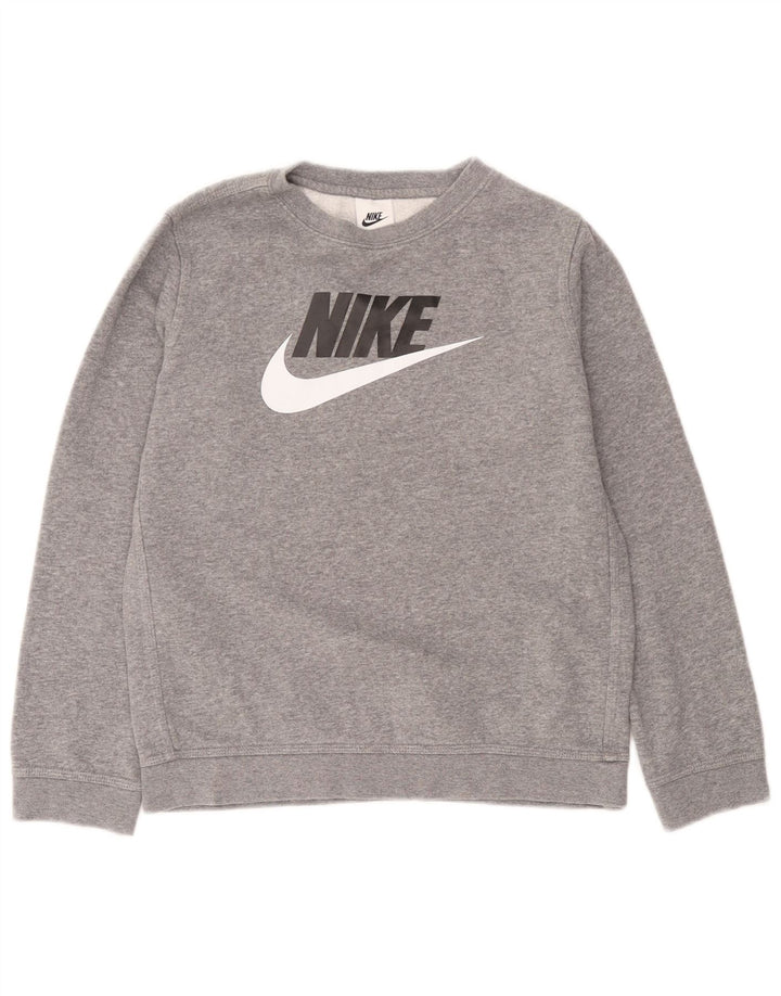 Nike Jungen-Sweatshirt mit Grafik, 12–13 Jahre, Größe L, Grau, Baumwolle