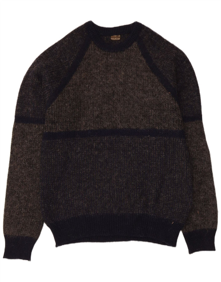 DALMINE Herren-Pullover mit Rundhalsausschnitt IT 50 Mittelgraue Colourblock-Wolle