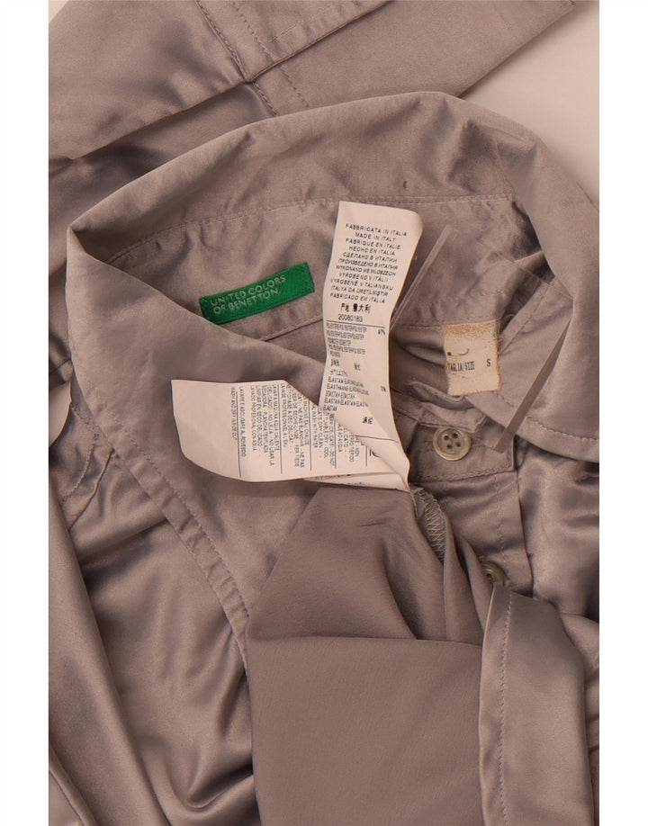 BENETTON Damen Hemdbluse UK 10 Small Grau Polyester