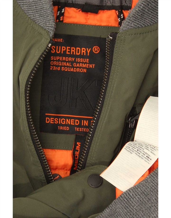 Superdry Herren Bomberjacke UK 38 Mittelgrünes Colourblock-Polyester