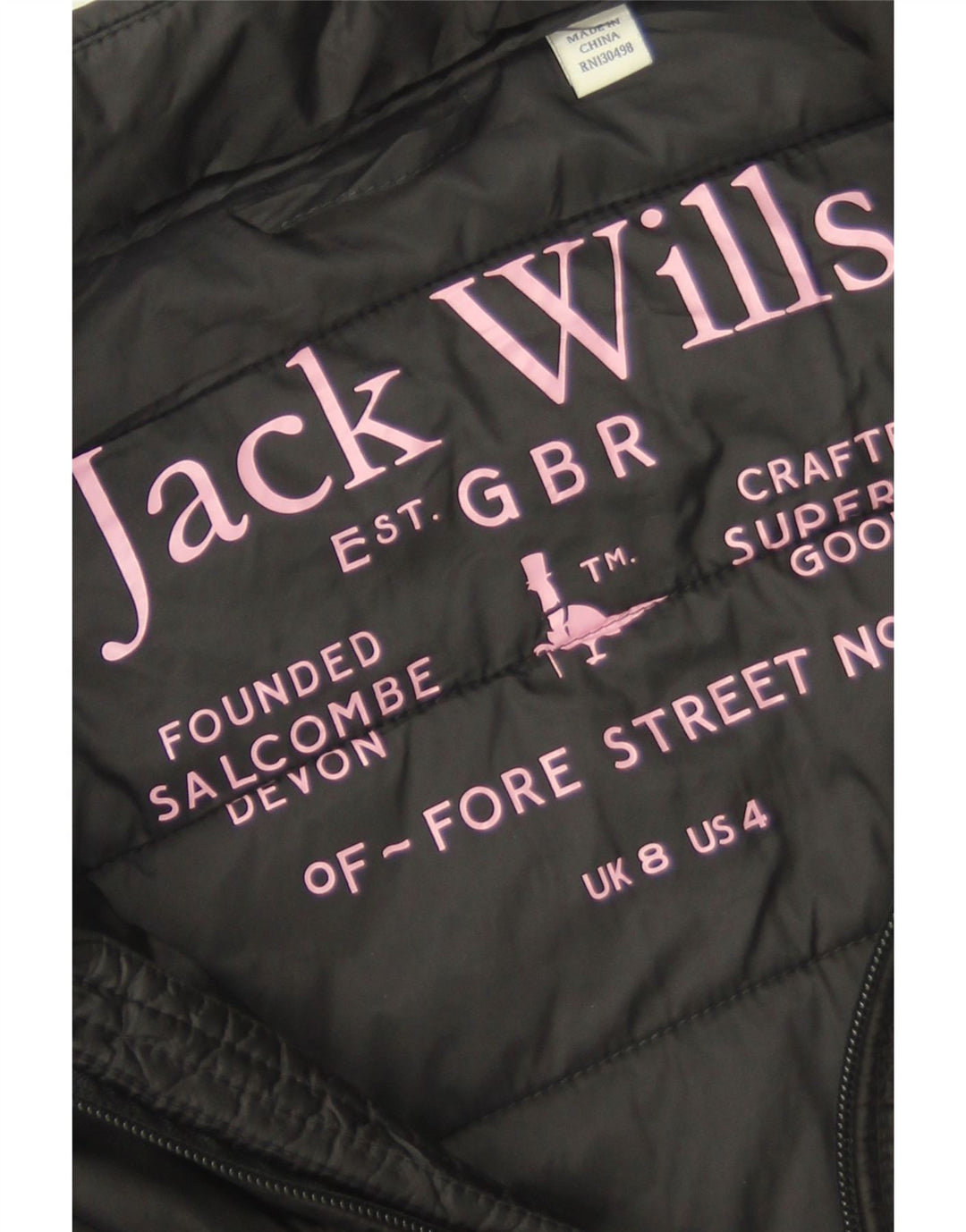 Jack Wills Damen Wattierte Jacke UK 8 Small Schwarz Polyamid
