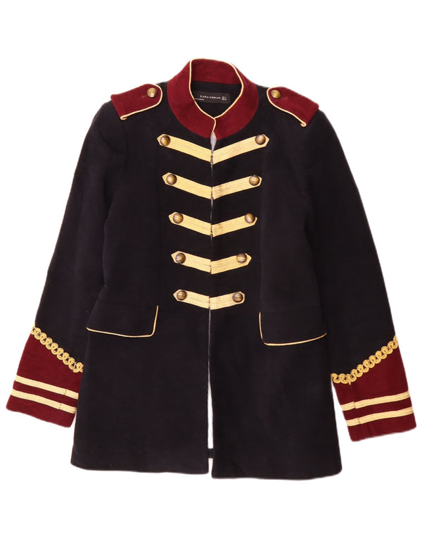 Zara Damen-Militär-Blazer-Jacke, UK 14, mittleres Marineblau, Farbblock