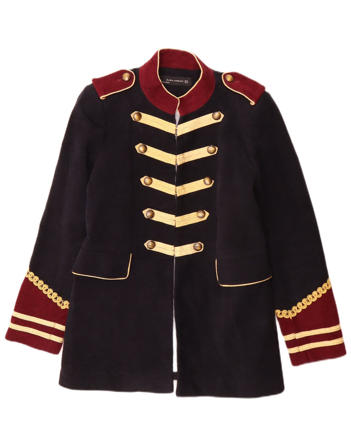 Zara Damen-Militär-Blazer-Jacke, UK 14, mittleres Marineblau, Farbblock